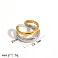 Detailed size specifications for two-tone polished gold and silver layered ear cuff - Mixed Color Ring (TR4336)
