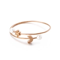 Bracelet double rangée or rose avec perles et breloques flocon de neige et lune - Or Rose (KB114927-KFC)