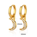 Gold-plated 18K hoop earrings with moon pendants pave-set with cubic zirconia - Gold Pavé Moon Pendant Hoop Earrings