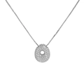 Silver balloon letter pendant necklace featuring round cubic zirconia pavé on a box chain - Letter O/Donut / Silver