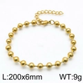 Pulsera dorada de acero de titanio con cuentas redondas y cierre de langosta ajustable - 200x6mm / Dorado (Electrolítico)