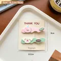 Lot de barrettes kawaii ours rose et chiot vert en résine mate pour jeunes filles - 14# Ensemble Ours Chien