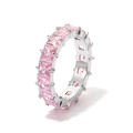 Eleganter Ewigkeitsring aus silbernem Titanstahl mit quadratisch rosa Edelsteinen - US 7 / Platiniert - Rosa Zirkonia