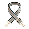 Adjustable woven striped bag strap with gold lobster clasps and light blue details - Light Blue