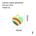 Detail view showing 22x23mm gold-plated heart pendant with rainbow enamel and zircon - Gradient Heart Pendant (P03600)