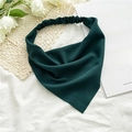 Detail of dark green chiffon headscarf with elastic band on floral background - Dark Green