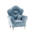 Blue velvet heart-shaped sofa jewelry box with silver metal legs and matching pillow - A34 High Back Sofa: 15*8.5*19.5cm