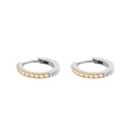 Elegant silver huggie earrings with yellow gemstones on minimalist stainless steel - November Light Yellow - Silver