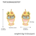 Colorful ice cream sundae stud earrings in stainless steel with oil drip finish - Ice Cream Earrings (TXF319)