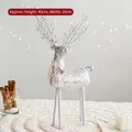 Silver sequin Christmas reindeer decor with white scarf and bells, 40cm height - Silver Reindeer