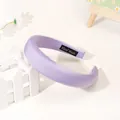 Close-up of lavender padded headband showing handmade label and premium satin texture - Light Purple