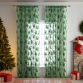 Red and green Christmas curtains with elk and tree patterns in cozy festive home setting - 140x100CM / Green Llama