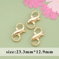 DIY jewelry lobster clasp in 18k gold plating, set of three for necklaces and bracelets - M82410 Thickened Gold Lobster Clasp