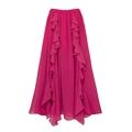 Fuchsia ruffled maxi skirt with elastic high waist for beach vacation and summer style - One Size / Single Skirt
