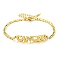 Goldenes Edelstahl-Figaro-Armband mit einem Krebs-Sternzeichen-Buchstabenanhänger - Gold-Krebs