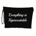 Dettaglio della borsa in lino nero con stampa Everything is Figureoutable - Stile Everything is Figureoutable (xy-002-02) / 17*25cm Con Fettuccia