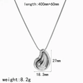 Detailed view of silver lava teardrop pendant with dimensions 27mm height and 8.2g weight - Silver Melted Lava Water Drop Necklace (TN60455-S)