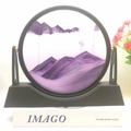 Circular purple moving sand art landscape with a black base for office desktop decor - 12 Inch Stand Purple