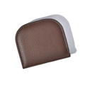 Minimalist dark brown litchi grain leather coin purse with classic semicircle design - Coffee