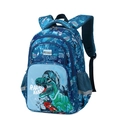 Blue kids backpack with dinosaur print, multi-compartment design and breathable straps - Dinosaur Backpack Only