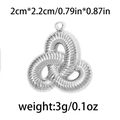 Silberner Edelstahl-Triquetra-Anhänger mit Spiraltextur für DIY-Schmuckherstellung - Geflochtener Knoten / Silber