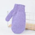 Exfoliating bath glove in purple textured fabric for deep body cleansing and scrubbing - Mitten Style / Purple