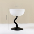 Coupe à glace en verre avec bol blanc et pied torsadé noir, hauteur 138 mm - 240ml / Coupe Blanche/Tige Noire