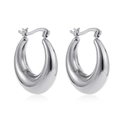 Orecchini a cerchio a goccia in acciaio inossidabile argento con chiusura a cerniera - Stile Goccia d'Acqua / Argento