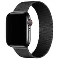 Black Milanese Loop metal mesh strap on Apple Watch compatible smartwatch in black finish - Black / 38/40/41/42mm