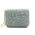 Mint green accordian card holder with rose embossed pattern and golden keychain - Light Green