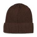Dettaglio della trama del berretto marrone in maglia a coste con risvolto invernale - M (56-58cm) / caffè