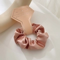 Rose gold satin scrunchie with silk luster on a pink diamond display card - With Diamond Card / Rose Gold