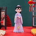 Ancient style doll in purple dress with windmill, resin figurine ornament - 1003-24 Large with Windmill