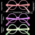 Neon glow party glasses in pink, purple, and green with specific size measurements - Round / Light Pink