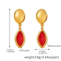 Boucles d'oreilles en acier doré avec verre tchèque rouge de taille marquise - Or Rouge