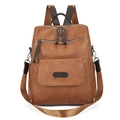Sac à dos vintage en cuir PU marron pour femmes avec texture grainée et bretelles - Marron