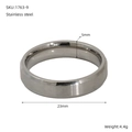 Variante de anillo de acero inoxidable plateado cepillado con 23mm de diámetro y 5mm de ancho - US 9 / Color Acero
