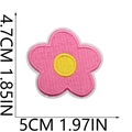Detailed size view of a pink embroidered flower patch measuring 5cm by 4.7cm in width - No.15-Five-Petal Flower
