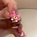 Macro shot of a pink rabbit resin ring featuring a cute animal design and yellow eye detail - Pink Rabbit Eye Style (6#)