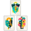 Three-piece set of minimalist abstract face art prints for modern living room wall decor - 40cm x50cm / Three-Piece Set