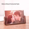 U-shaped solid walnut wood horizontal photo frame with clear acrylic display base - Black Walnut / Horizontal / 11"