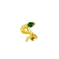 Macro shot of gold snake earring featuring a pear-cut green zircon and detailed scales - Green Snake Style (#11)