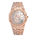 Orologio lusso donna oro rosa con pavé di cristalli, lunetta ottagonale e data - Oro rosa