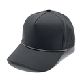 Black 5-panel baseball cap with laser-cut ventilation holes and rope detail on the brim - M (56-58cm) / Dark Gray