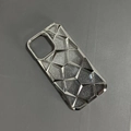 Silver-gray iPhone case featuring a geometric diamond texture and glittery finish - Silver Lattice + Glitter Paper / iPhone16promax