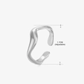 Silver wavy stainless steel ring with 1.7cm adjustable band size for women - Steel Color (479 Style) / 1.7cm (Adjustable)