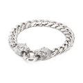 Pulsera de cadena cubana para hombre en acero con hebilla de doble cabeza de león - Color Acero
