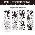 89pcs Halloween witch and bat silhouette wall stickers set for festive window decoration - 20x30cm (8 Sheets Total 89 Patterns)