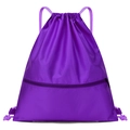 Purple drawstring gym bag with front zipper pocket and diamond ripstop fabric texture - Purple
