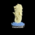 Resin Singapore Merlion statue fridge magnet with blue wave base and engraved name - Singapore Merlion